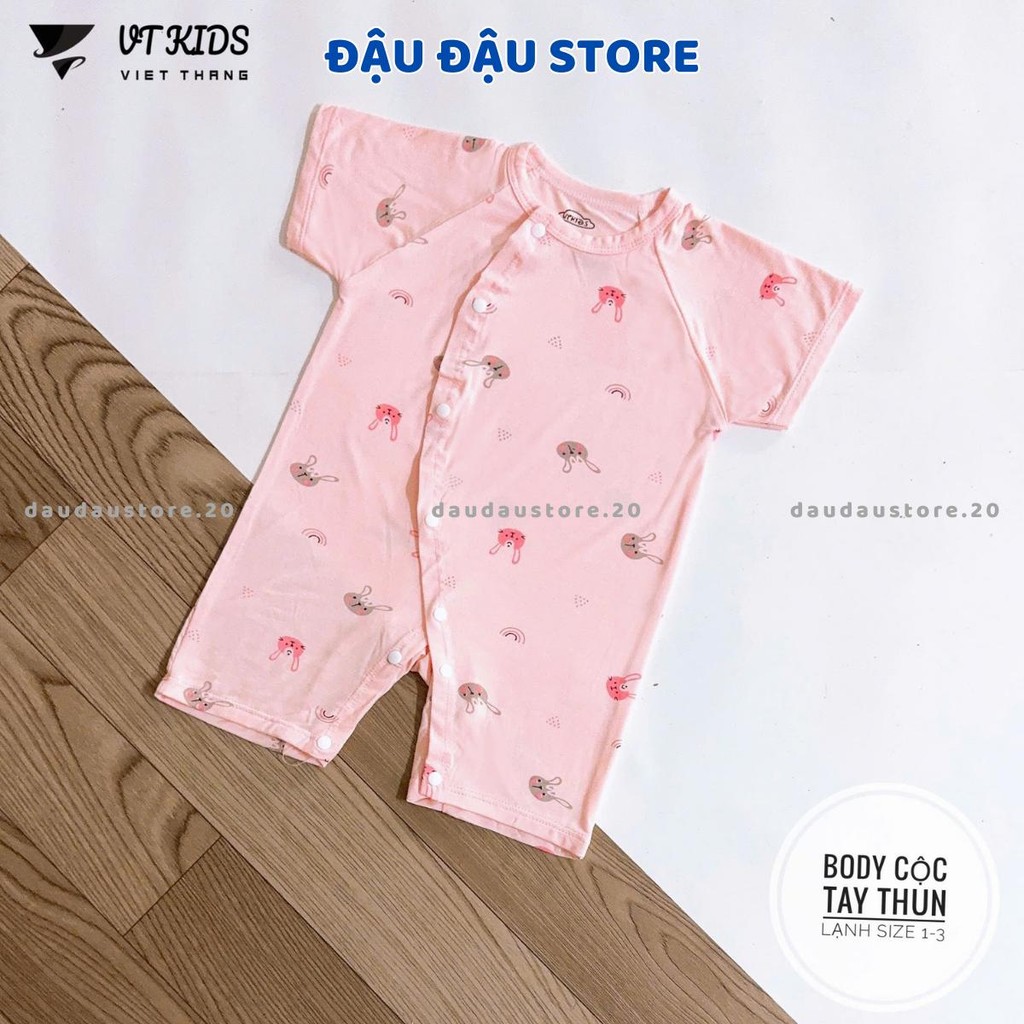 Set 2-3 Body Cộc Tay Màu VT Thun Lạnh Cúc Bấm Vạt Chéo Sơ Sinh mềm mịn cho bé trai bé gái 3-9kg VT-BDC03 Đậu Đậu Store