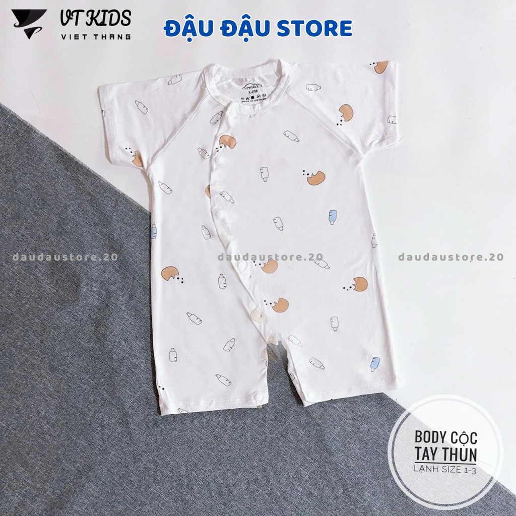 Set 2-3 Body Cộc Tay Trắng Thun Lạnh Cúc Bấm Vạt Chéo Sơ Sinh mềm mịn cho bé trai bé gái 3-9kg VT-BD02 Đậu Đậu Store