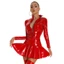 Treeling Shines Giả Da Đầm Nữ Kim Loại Đầm Bóng Xếp Ly Cao Su Đầm Dài Tay Câu Lạc Bộ Đảng Mini Dres