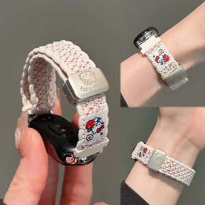 Hello KT Nylon Bện Dễ Thương Dây Đeo Cho Xiaomi Smart Band 10 9 8 Smartwatch Band Thay Thế Dây Đeo Tay Xiaomi Mi Band 10 Dây Đeo Từ Tính Phụ Kiện