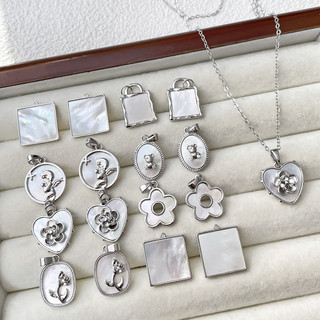 Mạ Vàng Bạch Kim Kẻ Sọc Zircon Fritillary Hoa Hồng Trái Tim Hình Học Mặt Dây Chuyền DIY Vòng Tay Vòng Cổ Mặt Dây Chuyền Phụ Kiện