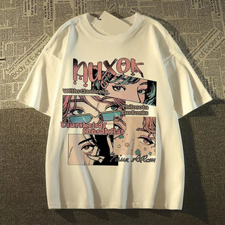 Áo thun nam GKSSS tay ngắn anime cổ điển Nhật Bản in dáng rộng giản dị cotton nguyên chất ngắn tay