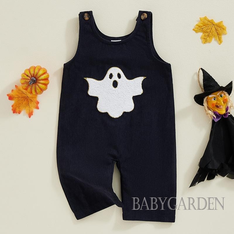 Baga-6month-4years Trẻ Em Bé Halloween Tổng Thể Jumpsuit Ma Thêu Muỗng Cổ Không Tay Áo Liền Quần