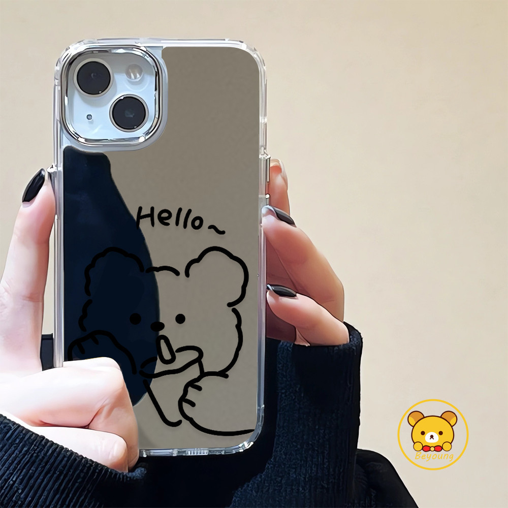 Ốp Gương Gấu Dễ Thương Cho Google Pixel 10 9 8 7 6 Pro 5 XL 4 9A 8A 7A 6A 5A 4A 3A 5G 4G Vỏ Mềm Trà Sữa Vỏ Điện Thoại Chống Sốc Mạ Điện