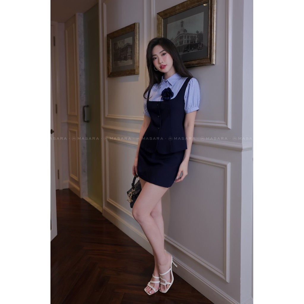 Quần váy nữ Masara form ôm ngắn chất cotton lạnh mềm mát màu xanh đen basic