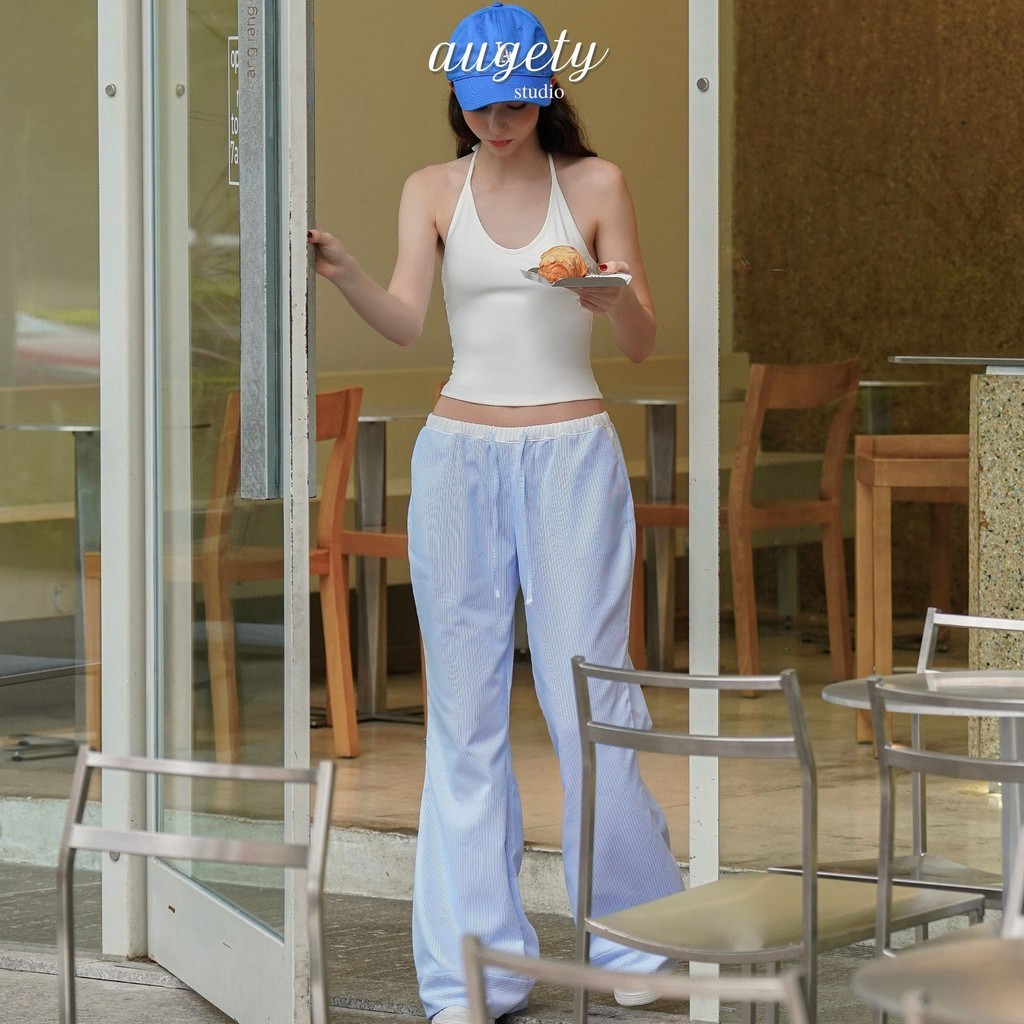 Quần Ống Loe Cạp Trễ Sọc Gân Augety Studio, CHRISTY STRIPED PANTS