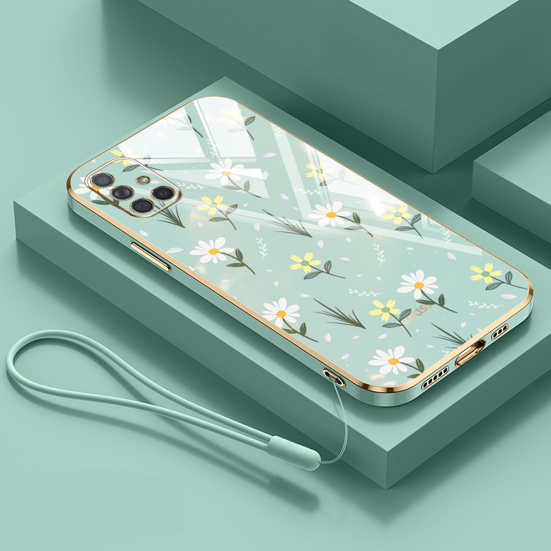 Ốp Điện Thoại YBD Cho Samsung Galaxy A31 A51 A71 4G M51 M31 Prime M30S Hoa Nhỏ Sang Trọng Mạ Điện Silicon Chống Rơi Vỏ Bảo Vệ Điện Thoại