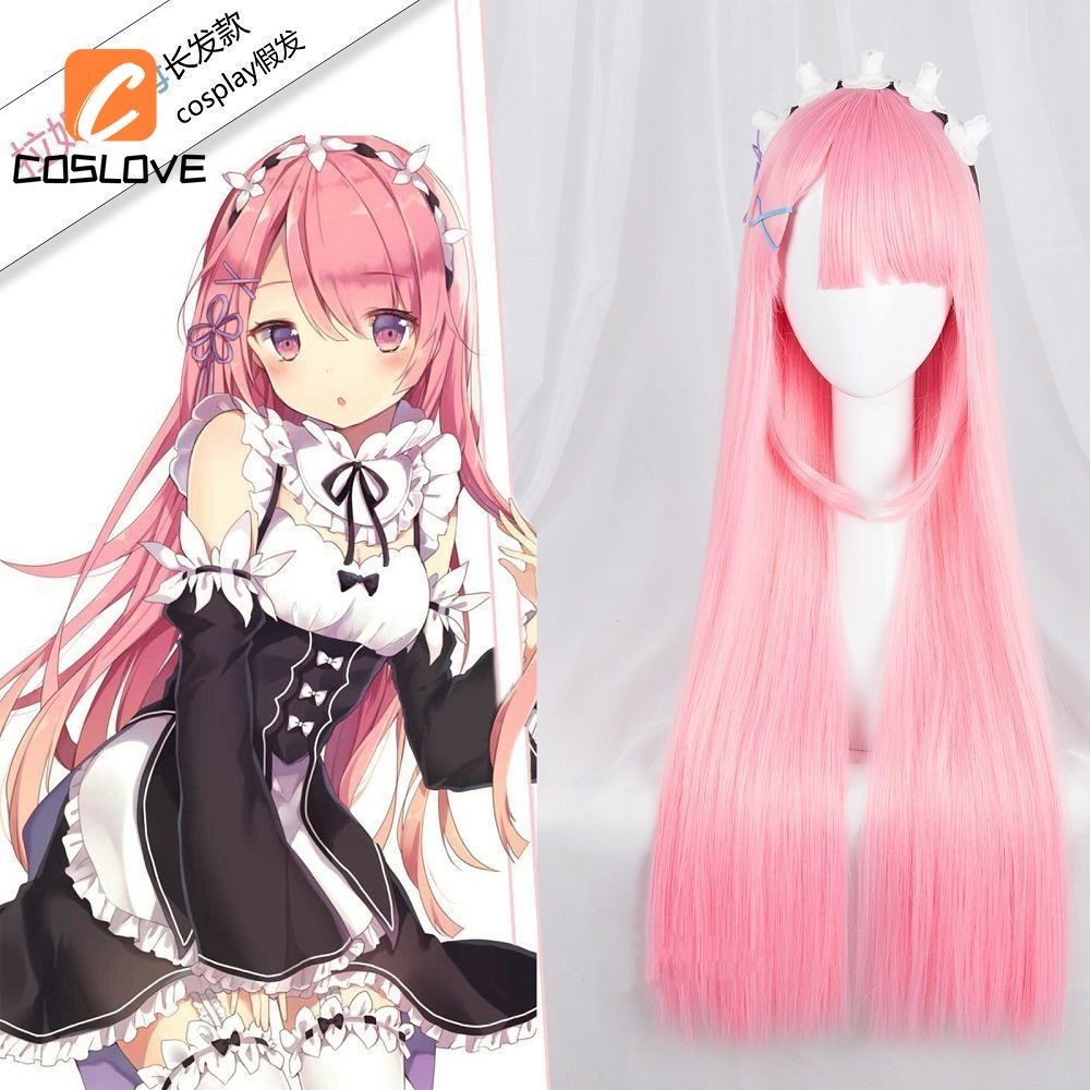 Anime Re: Zero Rem Ram Cosplay Tóc Giả Phù Hợp Với Người Phụ Nữ Tóc Dài Thẳng Màu Xanh Hồng Tóc Giả Cosplay Đạo Cụ Phục Hồi Hoàn Hảo