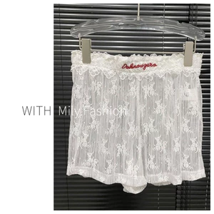 Quần short ren Milyfashion Lớp trắng mỏng hơn Nhìn chữ a Cơ sở Y2K gợi cảm