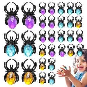Halloween Nhện Nhẫn Dự Tiệc Cung Cấp Đá Quý Nhiều Màu Sắc Độc Đá Quý Nhện Ngón Tay Nhẫn Ủng Hộ Quà Tặng Halloween
