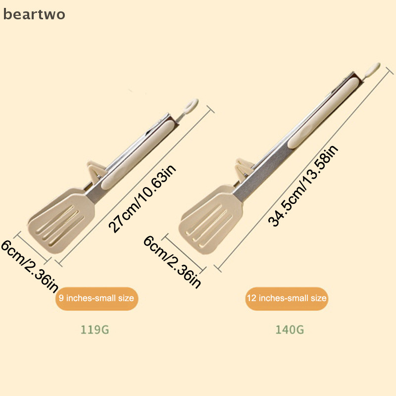 < Beartwo > Kẹp thực phẩm bằng thép không gỉ Kẹp bếp bằng silicon chống trượt Kẹp nấu ăn Bbq Dụng cụ Salad nướng Phụ kiện nhà bếp Đẹp