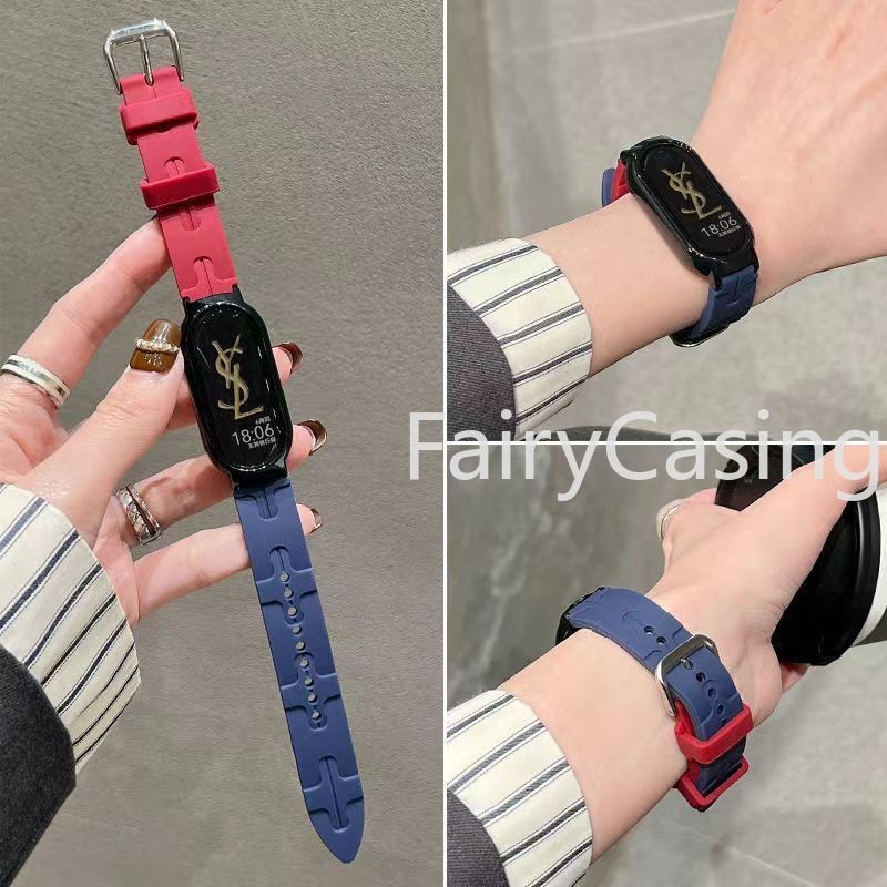 Dây đeo silicon hình chữ H cho Xiaomi Mi Band 10/9/8/7/6/5/4/3 NFC