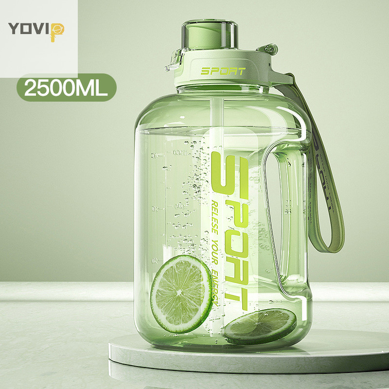 Yovip Dung Tích Lớn2500 / 1700ML Có Nắp Ống Hút Thể Thao Tập Gym Ấm Siêu Tốc Nước Cho Cắm Trại Du Lịch BPA Bình Uống Nước VN