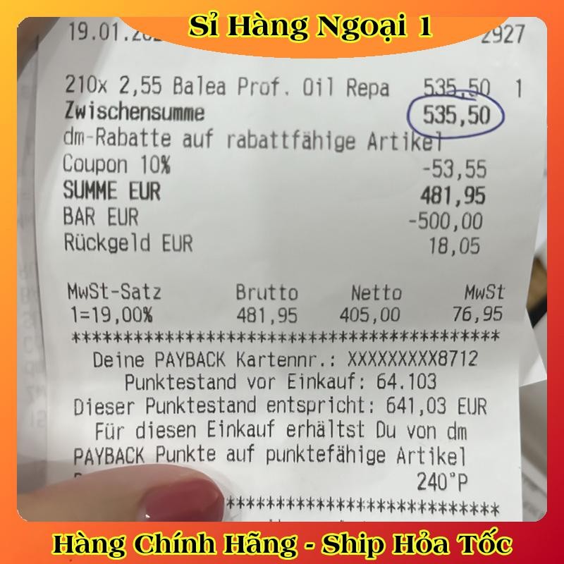 [Hàng nội địa Đức] Tinh dầu dưỡng tóc Balea của Đức giúp tóc mềm mại