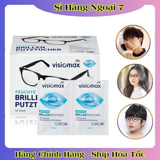 Giấy lau kính mắt Visiomax hộp 52 tờ chống mờ, bám hơi nước, làm sạch kính của Đức