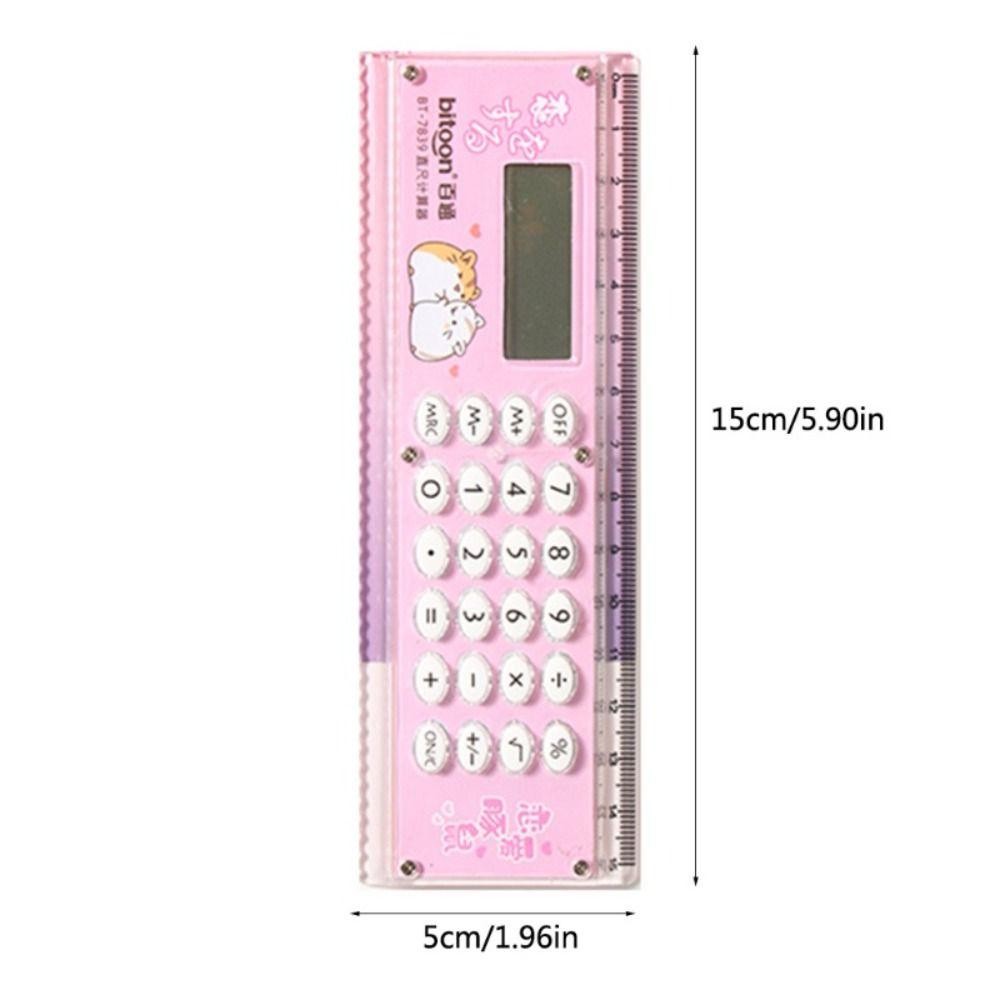 Thước máy tính GETVOW, với Máy tính 8 chữ số Thước thẳng 15CM, Học sinh cạnh thẳng 2 trong 1 đa chức năng