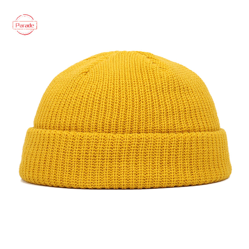 Diễu Hành Mùa Đông Ấm Áp Unisex Len Beanies Mũ Người Cá Mũ Dành Cho Nam Ngắn Đan Đồng Hồ Còng Trawler Mũ Hip Hop Bonnet VN