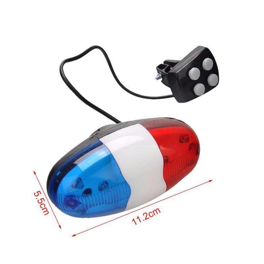 Chuông còi xe đạp điện tử 4 tông màu, 6 đèn LED xe cảnh sát, nhựa, còi xe đạp trẻ em ngoài trời