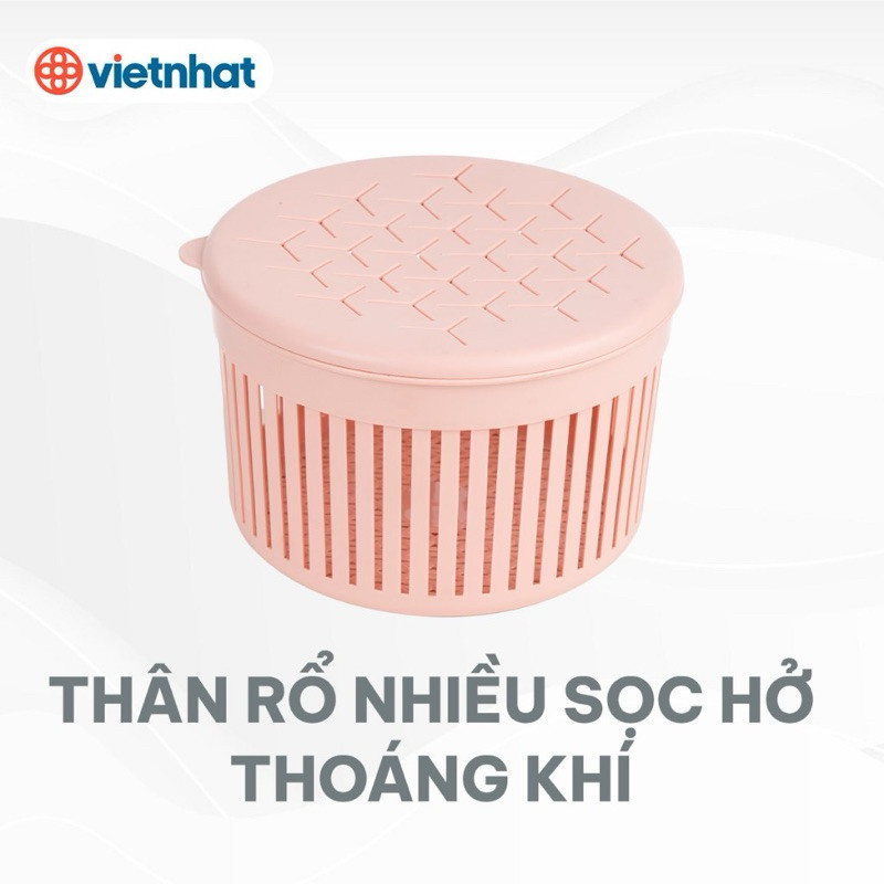Rổ nắp tròn mini, Rổ đựng hành tỏi thoáng khí, đựng trứng có nắp đậy tiện dụng Việt Nhật cao cấp 3396