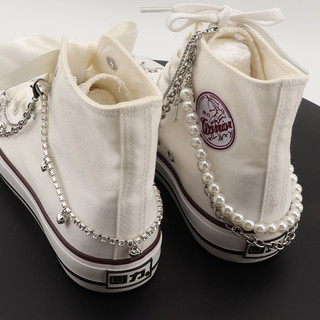 Bling Kim Cương Giả Dây Xích Giày Quyến Rũ Thép Không Gỉ Trang Trí Giày Ngôi Sao Rỗng Tình Yêu Mặt Dây Chuyền Ngọc Trai Hai Lớp Ngọt Ngào Mát