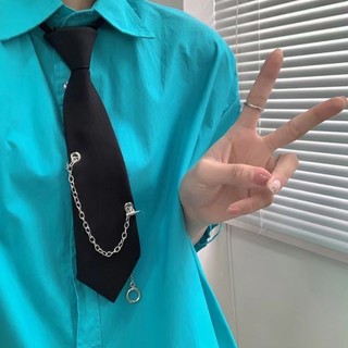 Capa Cool Hiphop Dây kim loại Dây buộc màu đen Dây đeo có thể điều chỉnh Cà vạt buộc sẵn cho Unisex