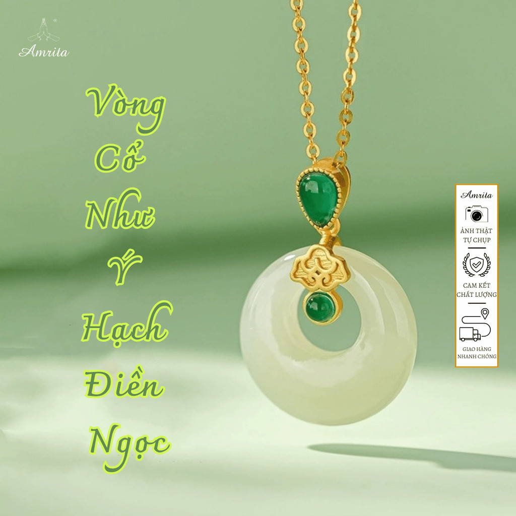 [Amrita] Vòng Cổ Như Ý Hạch Điền Ngọc - Sang trọng - tạo nhã kèm hộp đựng