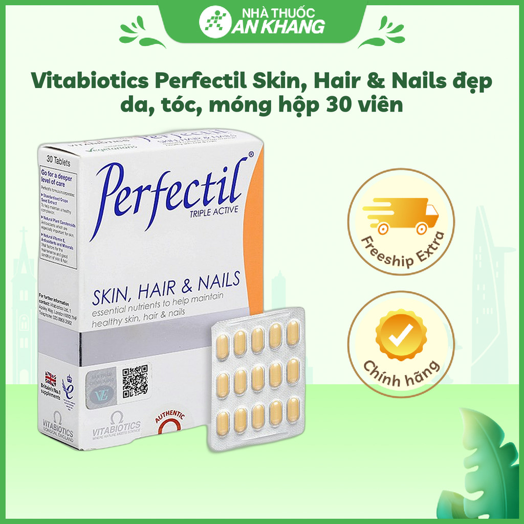 Vitabiotics Perfectil Skin, Hair & Nails đẹp da, tóc, móng hộp 30 viên