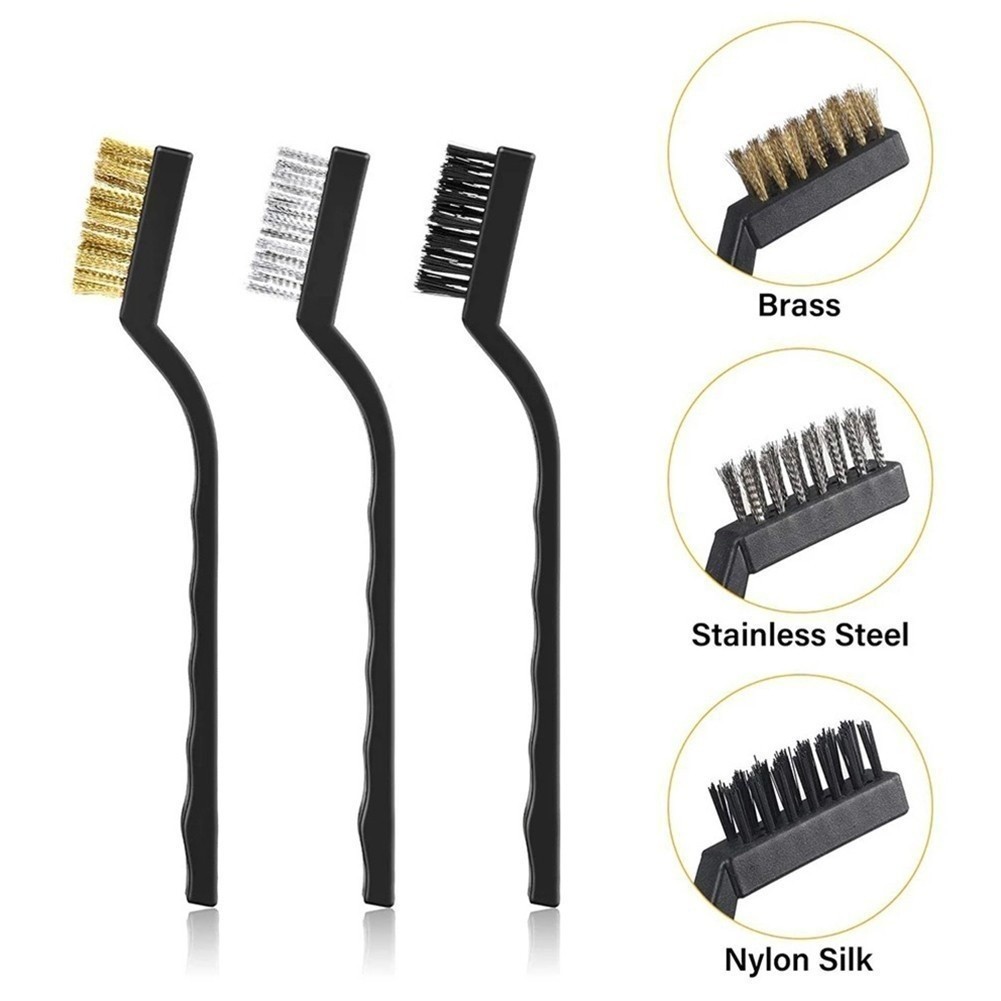 [Cosyh] 1 Bàn chải dây Nylon bằng đồng bằng thép không gỉ 7 "Rust Scrub Loại bỏ dụng cụ làm sạch