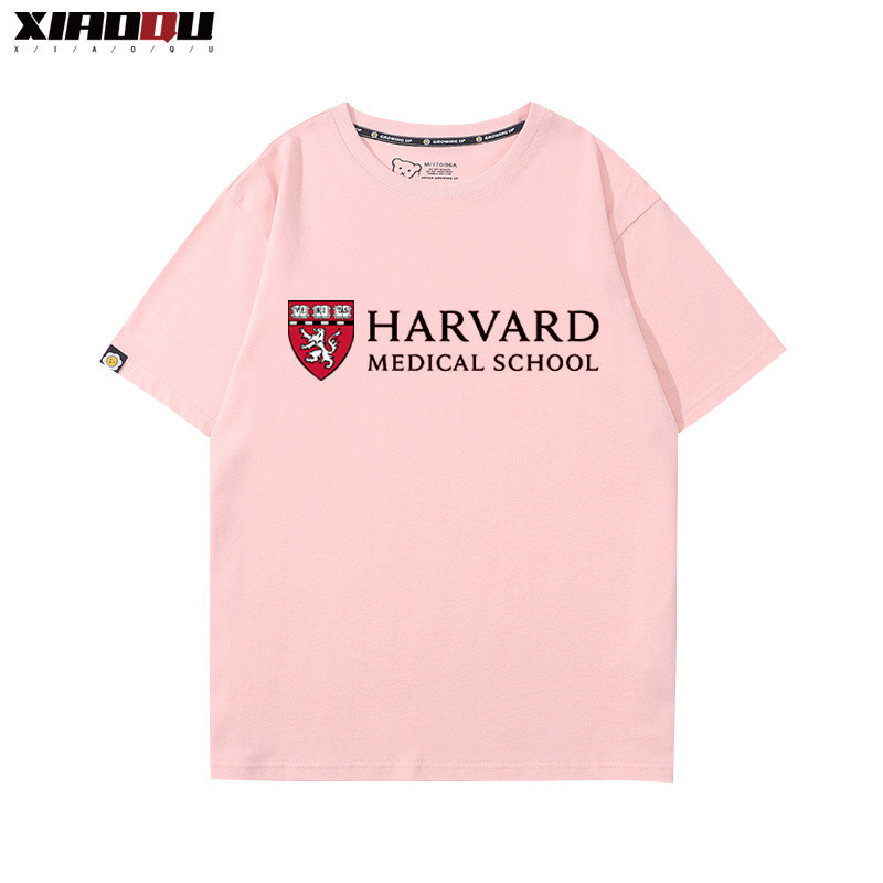 [Giao hàng trong ngày] Áo thun cỡ lớn Cotton Trường nổi tiếng Mỹ Đại học Harvard Mùa hè Nam Nữ dáng rộng cổ tròn in hình áo thun nặng nam phù hợp với cặp đôi chúng tôi