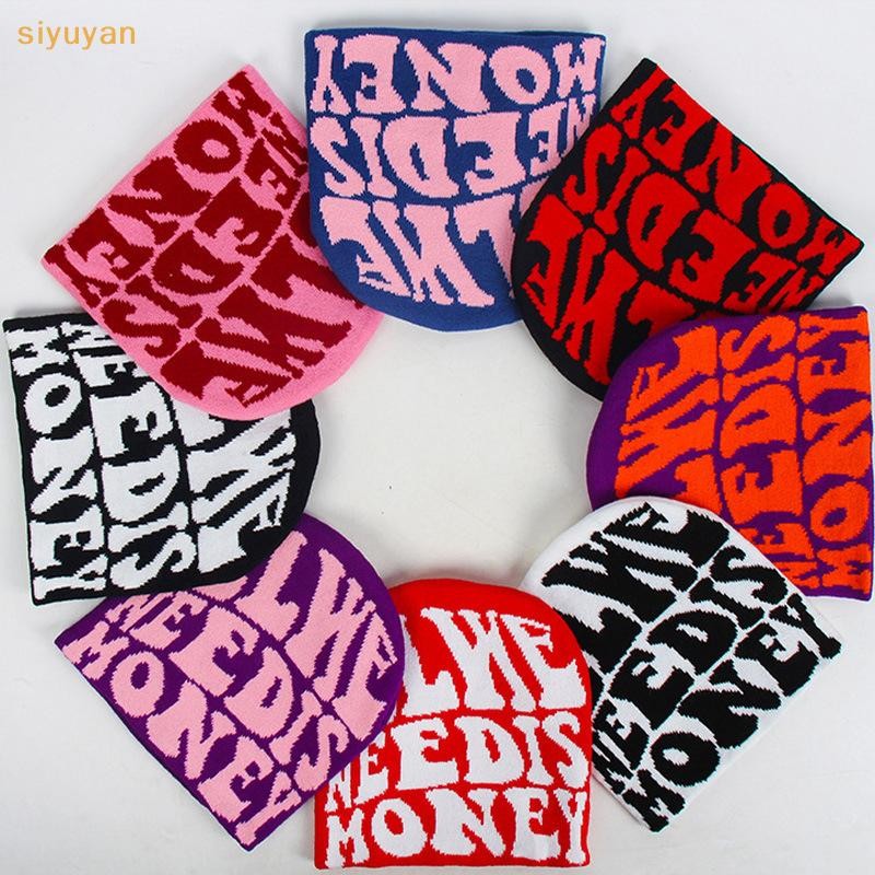 Siyuyan Vintage Y2K Len Acrylic Mũ Dệt Kim Nữ Beanie Mùa Đông Ấm Bò Bông Tai Kẹp Hip Hop Thường Ngày Skullies Mũ Ngoài Trời VN
