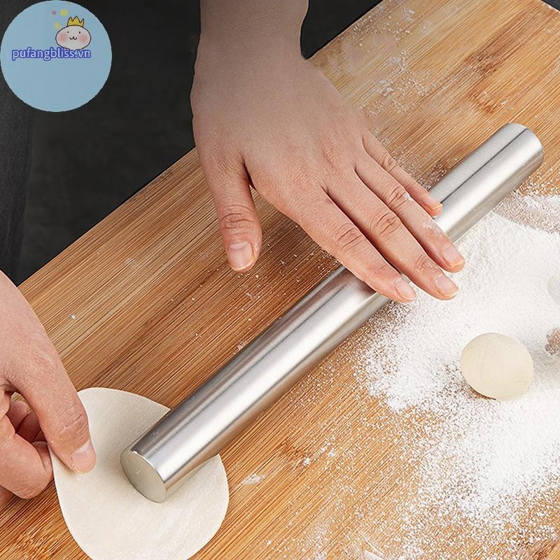 Pufangbliss Thép không gỉ Cán Dụng Cụ Nhà Bếp Bột Con Lăn Nướng Bánh Pizza Mì Bánh Bao Làm Dụng Cụ Không Nướng VN