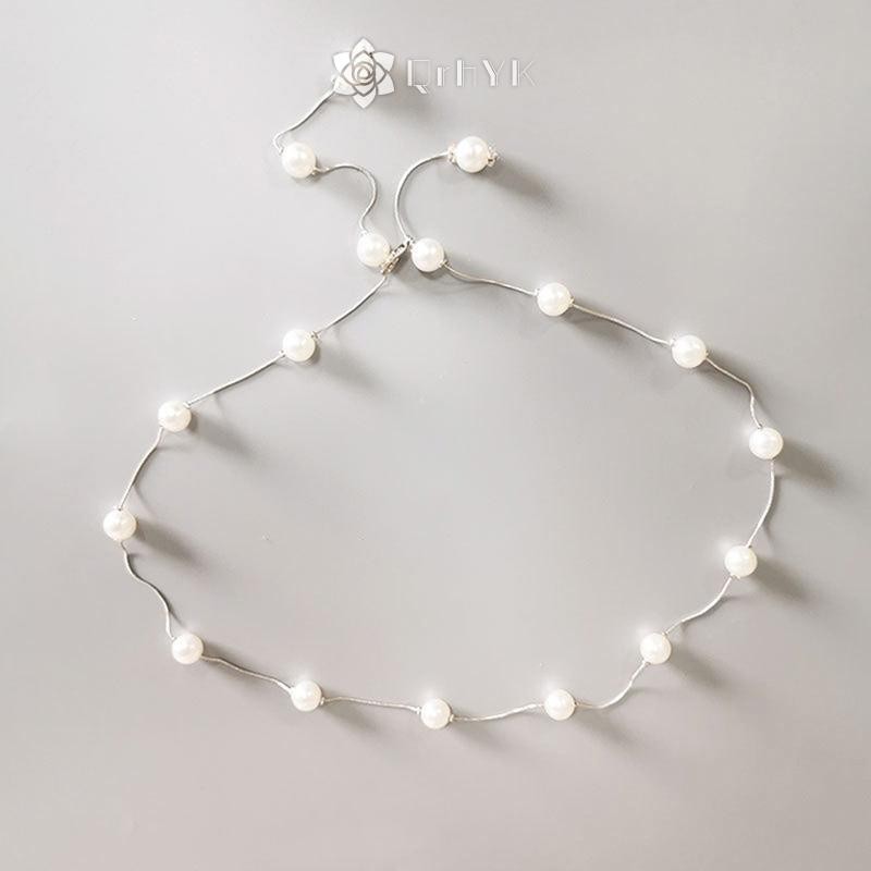 Qrhyk Ngọc Trai Nữ Dây Xích Mỏng Cho Nữ Đầm Skinny Thắt Lưng Trang Trí Mới