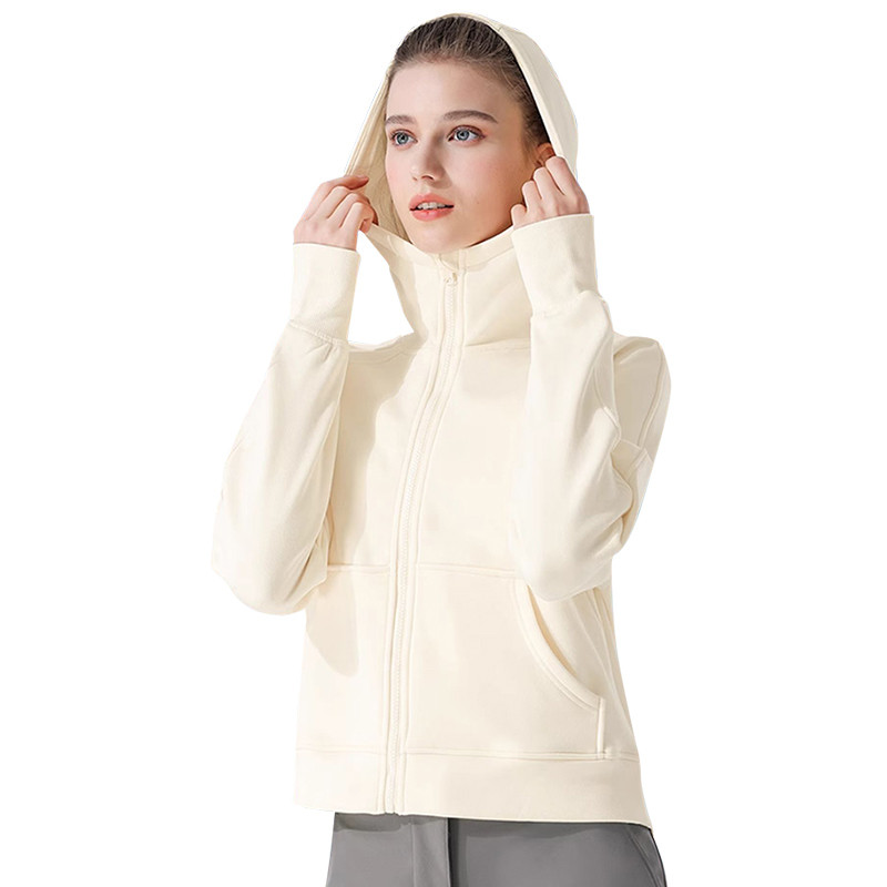 Ảnh Camel CROWN Quần Áo Tập Yoga Nữ Dệt Kim Nhung Mặc Thường Ngày Có Mũ Trùm Đầu Slim Fit Thể Thao 2