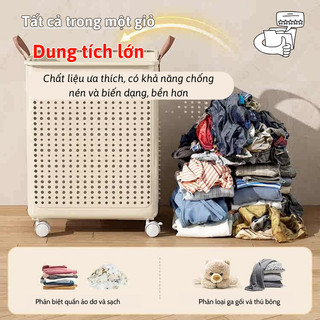 Giỏ Đựng Quần Áo Gấp Gọn Có Bánh Xe Myd.23, Giỏ Đồ Giặt Bẩn Dễ Dàng Di Chuyển, Thích Hợp Cho Ban Công Hoặc Phòng Tắm