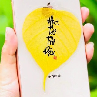 [Tặng Bao Lì Xì Lộc] Lá Bồ Đề HỌC TÀI THI ĐẬU Đã Khai Quang Nhũ Vàng Bình An May Mắn, Để Ốp Lưng Điện Thoại, Ví Bóp