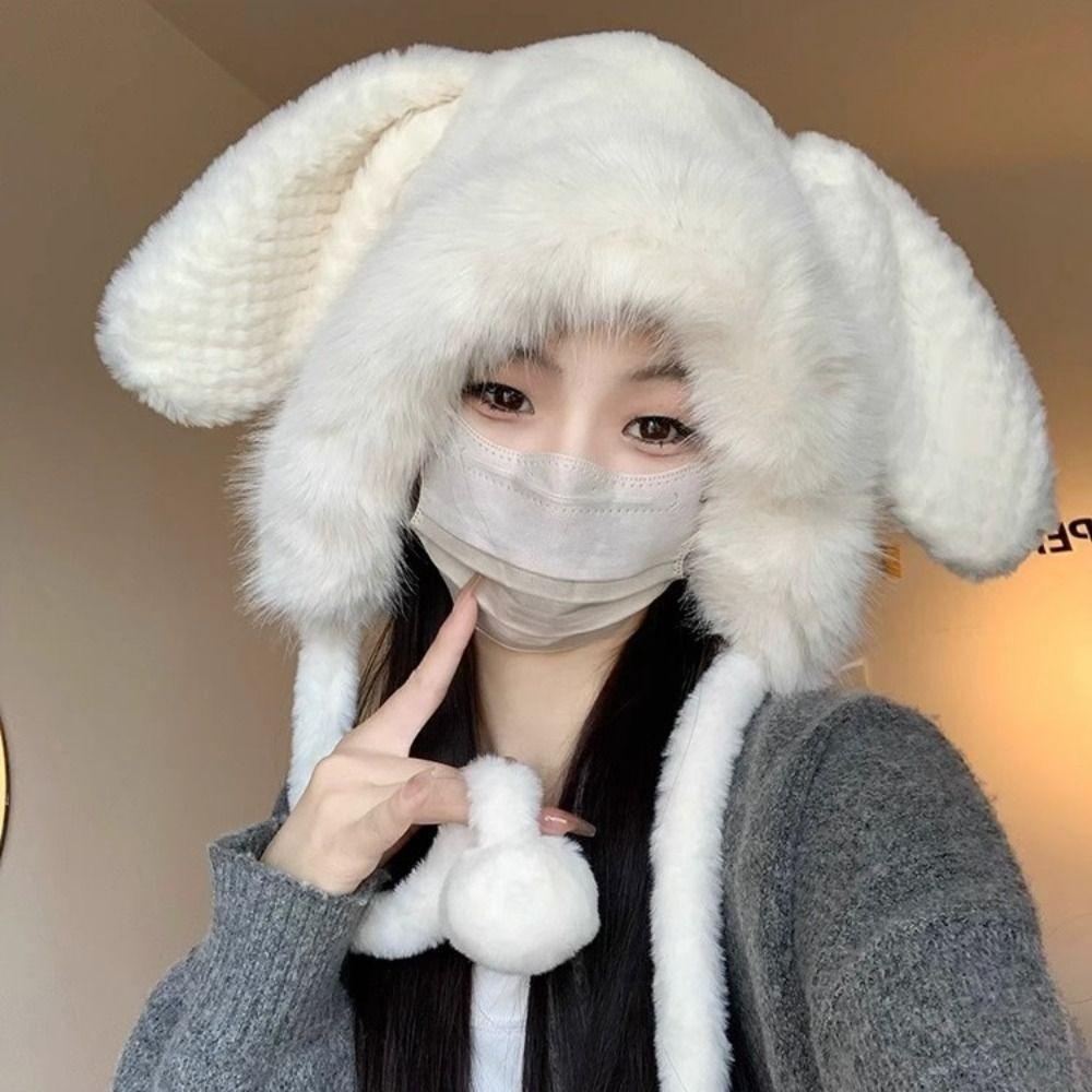 Mũ mùa đông sang trọng NORBORTO, Mũ tai gấu nhung ấm áp, Gạc viền dễ thương Bảo vệ tai Len Mũ xô nữ