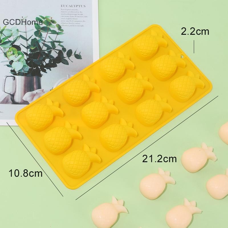 Gcdhome 12 Lỗ Dứa Khuôn Silicon DIY Maker Khay Đá Bánh Sô Cô La Cookie Mousse Muffin Xà Phòng Nướng Khuôn Nóng