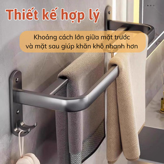 Giá Kệ Treo Khăn Nhà Tắm IKEA MAMA Gấp Gọn 90 Độ Dán Tường Cao Cấp Đồ Gia Dụng Thông Minh 2 lớp
