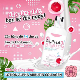 Sữa Tắm Alpha Arbutin Dưỡng Trắng Da Mờ Thâm 3 Plus Collagen Bath Cream Thái Lan