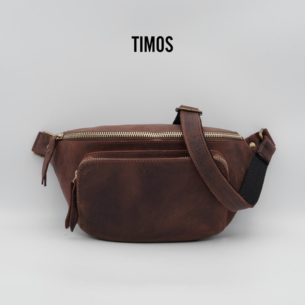 [ Da bò thật ] Túi bao tử, túi đeo chéo bụng DB22, da bò sáp cao cấp. Kích thước 26 × 14 × 7 cm