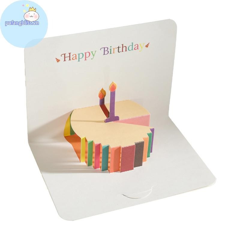 Pufangbliss 3D Chúc Mừng Sinh Nhật Bánh Thẻ Hoa Có Phong Bì Ngộ nghĩnh Thiệp Sinh Nhật Dành Cho Nữ Trẻ Em Bạn Bè Greeg Thẻ Quà Tặng Đảng VN