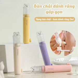 Bàn Chải Đánh Răng Gấp Gọn Tích Hợp Kem Đánh Răng 2in1 Lông Mềm Nhỏ Gọn Tiện Dụng Mang Du Lịch Dinohome
