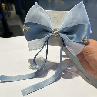 Kẹp tóc nơ nhiều lớp nữ, phù hợp cho công chúa nhỏ với ruy băng dài - Phụ kiện tóc barrettes
