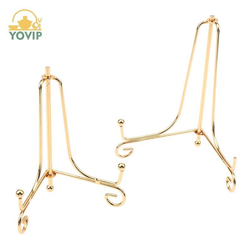 YOVIP Vàng Sắt Trưng Bày Đứng Thủ Công Giá Đỡ Sách Ảnh Bệ Bát Đĩa Khung Đĩa Hình Giá Rẻ Lưu Trữ Trang Trí VN