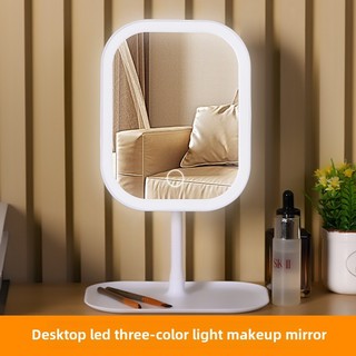 [Đến 3-5 ngày] Gương trang điểm LED hiện đại có thể sạc lại USB-C, Khay đựng & phóng đại 10X, Gương để bàn siêu mỏng có điều khiển bằng cảm ứng, Phong cách tối giản màu trắng