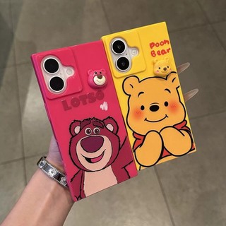 Phim Hoạt Hình Dễ Thương 3D Winnie Dâu Gấu Vuông Silicon Mềm Ốp Lưng Điện Thoại iPhone 17Promax 16Promax 16Pro 15Promax 11 12 13 14 Pro Max 15Plus Chống Sốc Nữ Điện Thoại Di Động