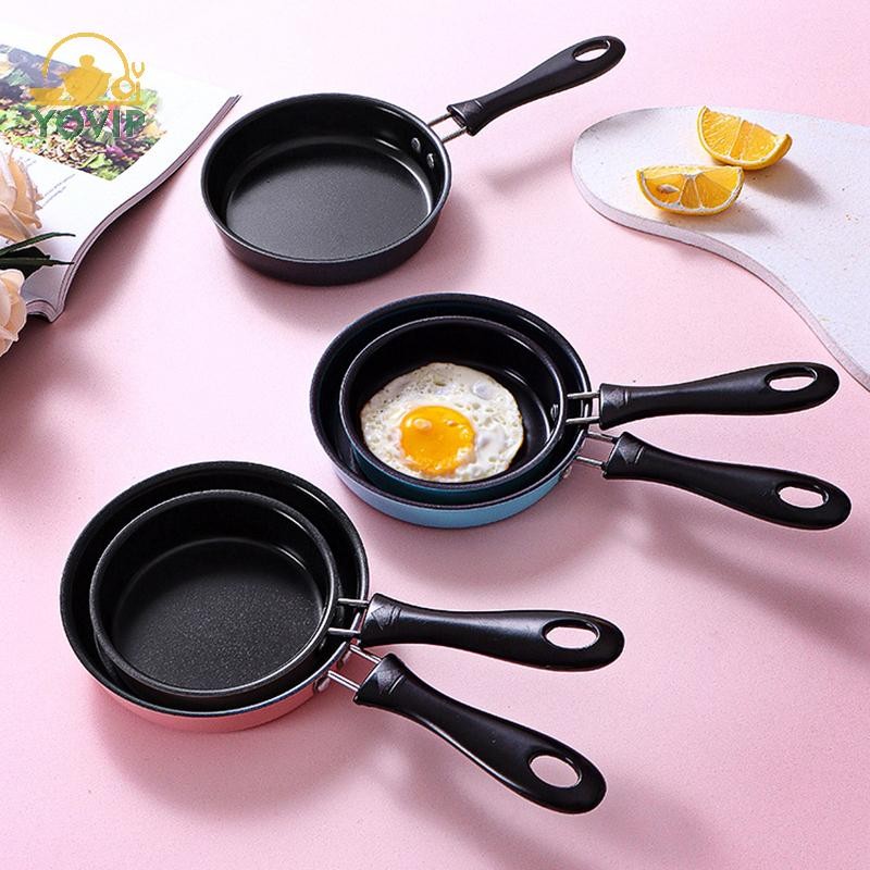 Chảo Chiên YOVIP Ngăn Inox Nồi Cảm Ứng Tròn Chiên Nhỏ Ăn Sáng Trứng Có Tay Cầm Dài Tiện Ích Nhà Bếp VN