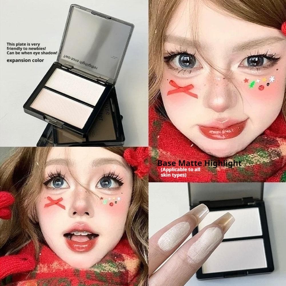 Bảng highlighter hai màu Trái Matte Finish Right Face Highlighter Middle Shadow Eyes E7z5