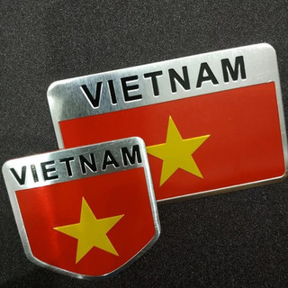 Tem nhôm cờ Việt Nam dán trang trí xe ô tô, xe máy, dán trang trí decor chất liệu hợp kim nhôm.