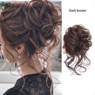 Lọn bun tóc mảnh scrunchie xoăn sóng, đuôi ngựa mở rộng tóc donut chignon